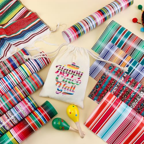 Tintnut Mexican Serape Heat Transfer Vinyl,10 Pcs 12×10in Iron on Vinyl - color: Rainbow Mexican