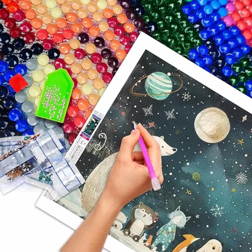 JATOK Diamond Painting Kit for Adults, Animals Starry Sky, 27.5 x 15.7 in - color: Maroon