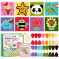 Caydo 8-in-1 Cross Stitch Kit for Beginners Kids, Beginner Cross Stitch Kit