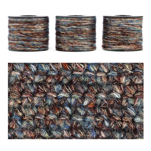 Sparkle Yarn, Glitter Yarn for Knitting Crocheting Crafts DIY, Set of 3 Rolls (Bronze Nebula) - color: Bronze Nebula