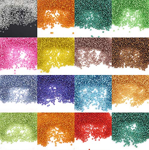 Perlin Glass Seed Beads 2mm 11/0 Round Mini Small Pony Beads 6500pcs for Making Earrings Bracelets Pendants Waist Jewelry DIY Handmade Silver Lined Color Kit (Gold) - color: Gold