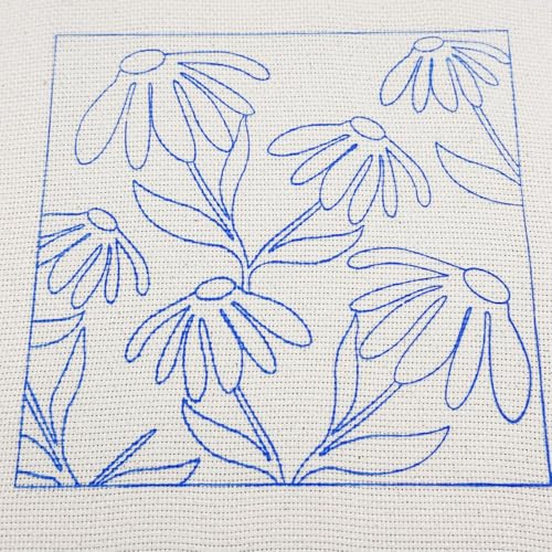 Allazone Punch Needle Starter Kit - Square Frame with Flower Pattern, Hoop, Yarns, Punch Needle (Orange and White) - color: Orange and White