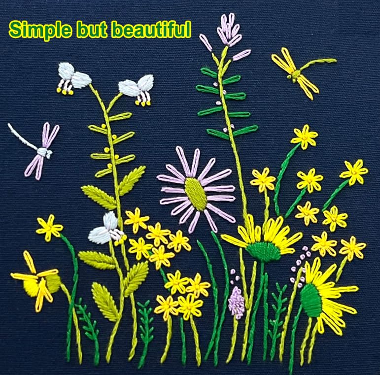 TINLOK Ideal Embroidery Kits for Beginners,Wildflower Garden Pattern, 8.4 inch,DIY Handmade Needlework Set,Hand Embroidery kit,Needlepoint Kits for Adults,Wonderful Gifts for Family or Female Friends - style: Floral