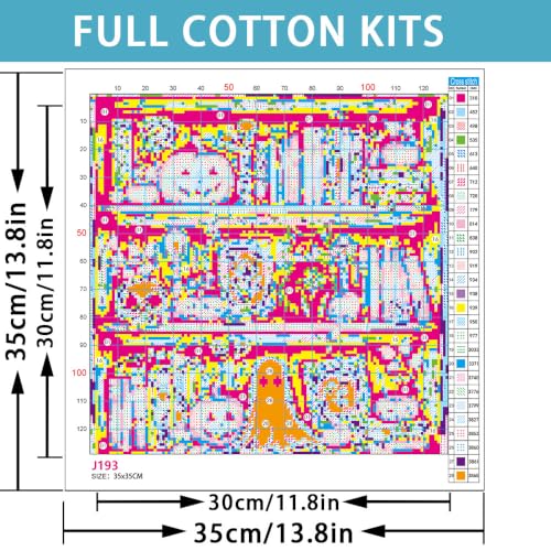 Halloween Beginner Stamped Cross Stitch Kits Arts and Crafts for Adults - color: J193-01