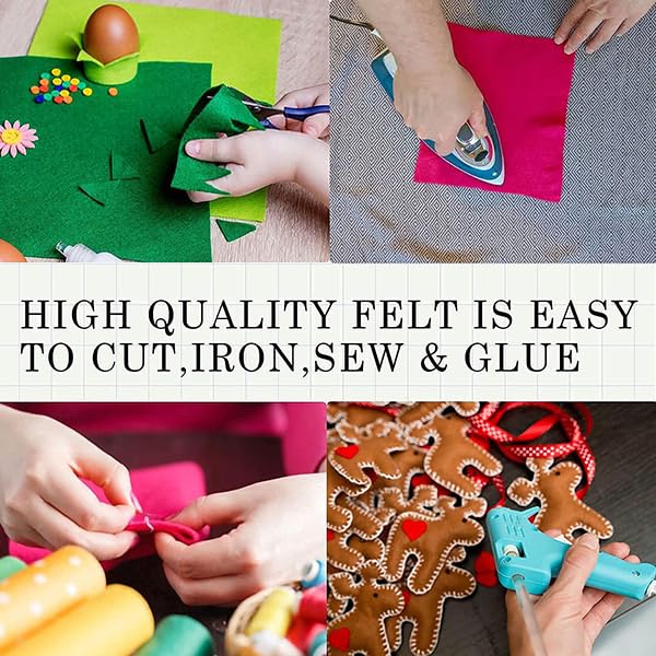 DIYR 40 Pcs Colored Felt Fabric Sheets 6 x 6 in, DIY Craft Sewing Patchwork Fabric, Assorted Color Polyester Sheets for Arts and Crafts - size: 6x6 inches