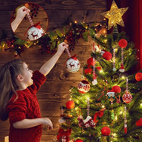 Riakrum 300 Pcs Christmas Ornament Hanger Snap Lock Rope,Red, White