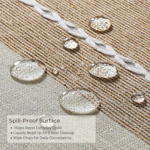 Waterproof Outdoor Rectangular Tablecloth, Khaki Stripe, 55 x 70 Inch - color: 01-khaki Stripe, size: 70" x 55" (Rectangular)