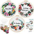 Nuberlic 3 Pack Funny Embroidery Kit for Beginners Adults - color: Flower2