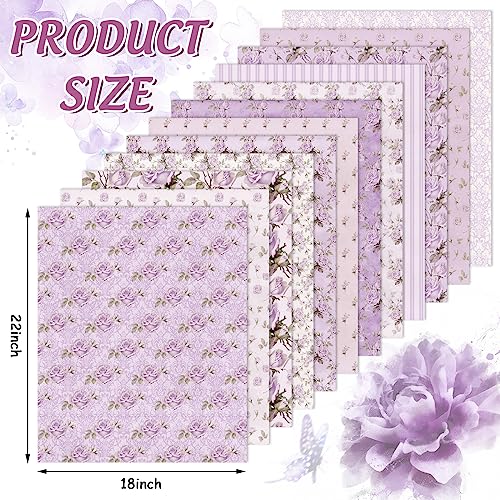 Whaline 12 Pcs Vintage Floral Cotton Fabric Bundles 18 x 22 Inch Retro Floral Fat Quarters Purple Flower Quilting Patchwork Sewing Fabrics for DIY Handmade Crafting Home Party Spring Decor (Pack of 2) - color: Purple, size: 18 x 22 inches (Pack of 2)