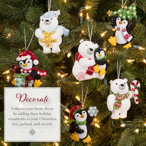 Bucilla Felt Applique 6 Piece Ornament Making Kit, Polar Pals, Perfect for DIY Arts and Crafts, 89752E - style: Ornaments