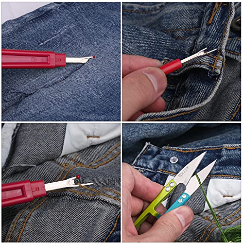 CampTek Seam Ripper, Sewing Stitch Ripper and Thread Remover Tool Kit, 2 Big+2 Small Embroidery Cutter and 1 Thread Snips (Red) - color: Red