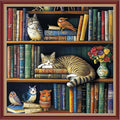 Funchey Counted Cross Stitch Kits for Adults Needlepoint Kits Unprinted Cross Stitching Embroidery Kit 11CT Cross Stitch Supplies& Bookshelf Cat 18x18 inch - color: DIYCrafts20