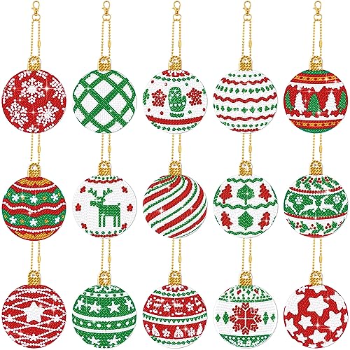 Yuxung 15 Pcs Christmas Diamond Art DIY Keychain Hanging Ornament, Classic - color: Classic