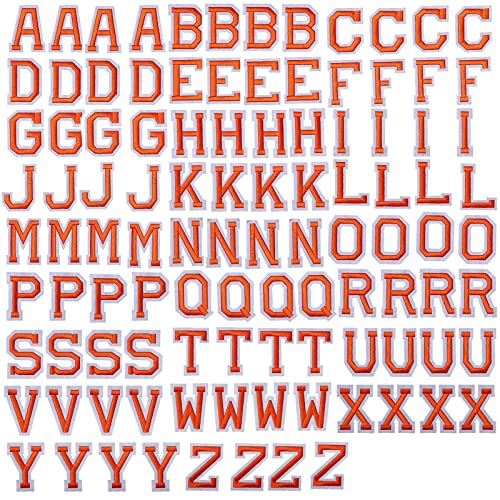 J.CARP 104Pcs Orange Alphabet A to Z Patches, Iron on Sew on Letters for Clothing, Hats, Shoes, Backpacks, Handbags, Jeans, Jackets etc. - color: 104pcs, Orange