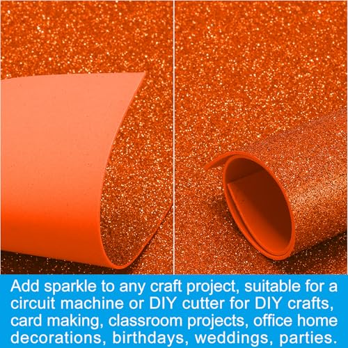 PATIKIL Orange Shiny EVA Glitter Foam Sheet 11.8 x 7.9 Inch 2mm Thick Sparkle EVA Glitter Felt for Crafts DIY Project, 5 Pcs - color: Orange