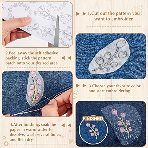 Lewtemi 50 Pcs Blossom Water Soluble Hand Sewing Stabilizers - color: Blossom