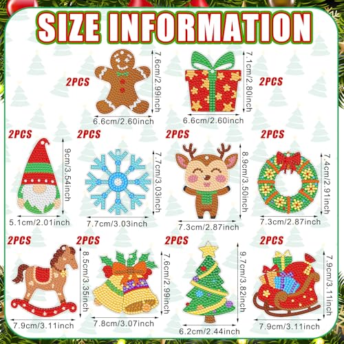 Realspring 20 Pcs Christmas Diamond Art Ornaments 5d Gingerbread Man Gnome - style: Classic