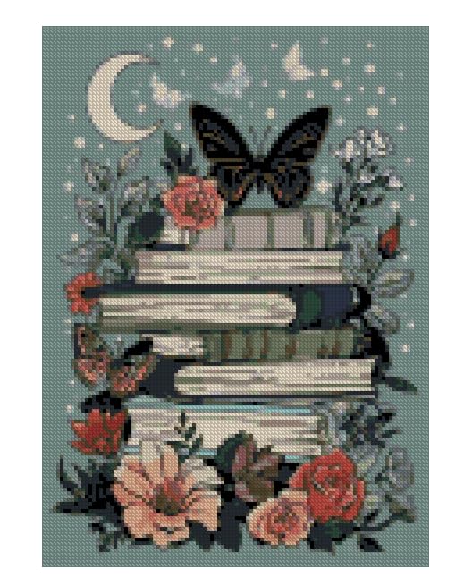 Book Flowers Stamping Cross Stitch Kit for Adults Dimensions Stitching Kit - color: J190-01