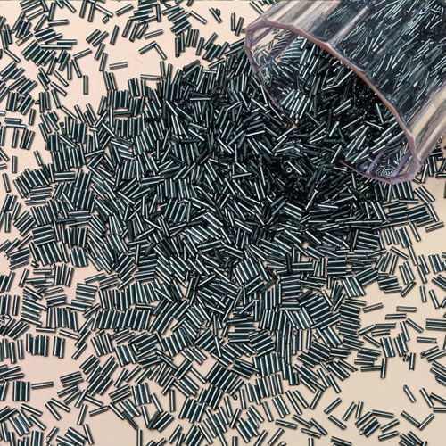 4200pcs Glass Bugle Beads, Mini Long Tube Seed Beads Bulk, Tiny Small Loose Spacer Embroidery Beaded for Bracelets Jewelry Making Sewing, Crafts, Christmas Ornaments, 2×6mm, Gray - color: Gray