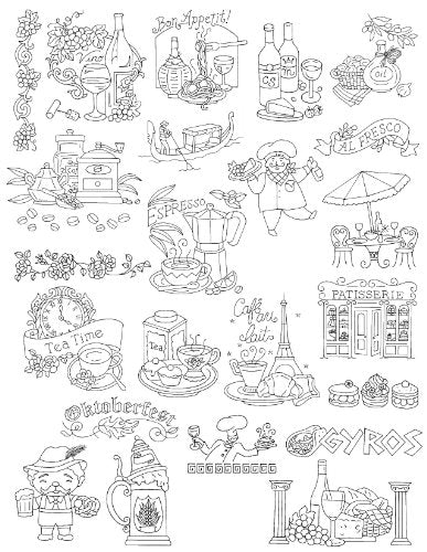 Aunt Martha's 401 European Delights Embroidery Transfer Pattern Book, Over 25 Iron On Patterns - size: 8.5 x 11 inches, style: Kitchen