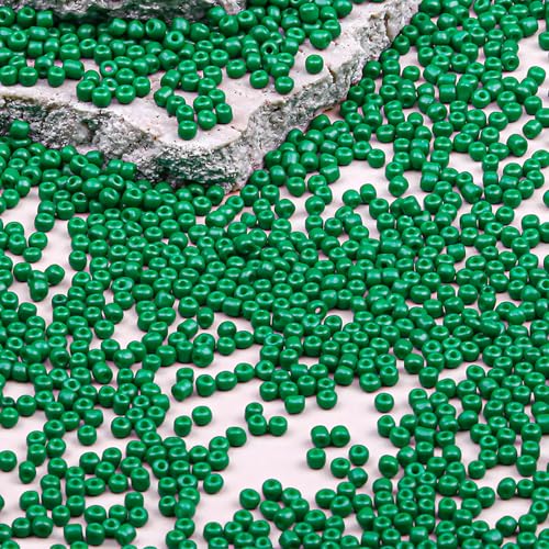 10150pcs 2mm Glass Seed Beads Bulk, 12/0 Mini Small Round Bead for Jewelry Making Tiny Craft Glass Seed Beads for Jewelry Making Bracelet Wrist Necklaces(Green) - color: Green