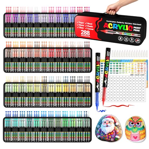 288 Colors Acrylic Paint Marker, Soft Brush Tip Acrylic Markers Set - color: 288 Colors