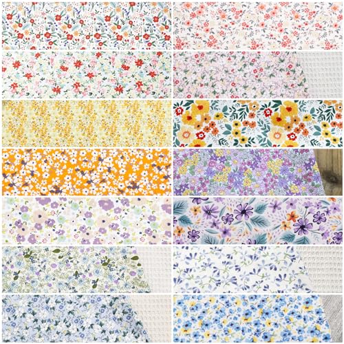 42-10" Quilting Cotton Fabric Bundles Printed Floral Craft Fabric Precut 100% Cotton Layer Cake Fabrics Quilting Squares for Any DIY Sewing Crafts(Fresh Style) - color: Color-2