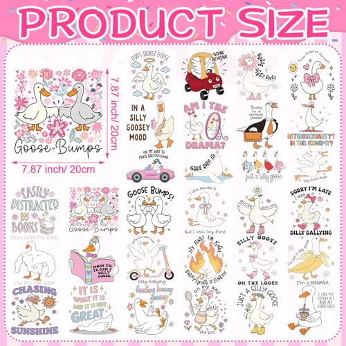 Yuntau 30 Pcs Silly Goose Iron on Transfers Patches, Funny DTF Vinyl Decal - style: Goose