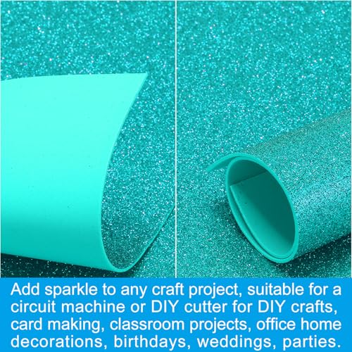 PATIKIL 2mm(1/10") Thick Non Adhesive Glitter Foam Sheet 16x24inch(40x60cm) Blue Green, EVA Shiny Foam Board for Craft, 6 Pcs - color: Blue Green