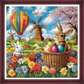 Funchey Counted Cross Stitch Kits for Adults Needlepoint Kits Unprinted Cross Stitching Embroidery Kit 11CT Cross Stitch Supplies-Windmill Garden Scenery 18x18 inch - color: ArtsKit25