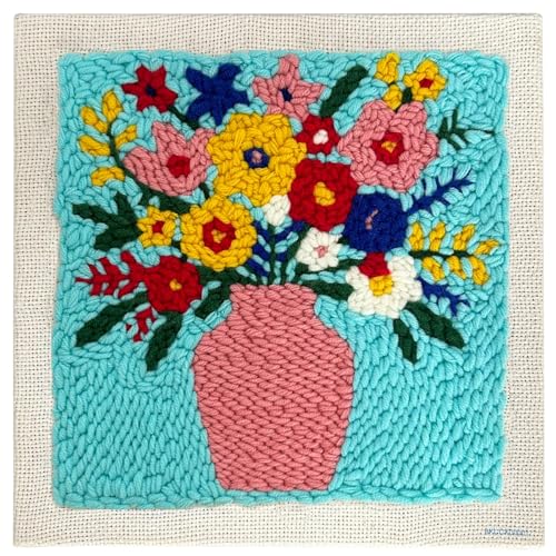 ZuoAnLF Punch Needle Kit with Hoop for Beginners, DIY Handmade Punch Needle Set with Yarn and Pattern Fabric, Relaxing Craft Activity for Adults and Teens, Home Décor & Gift Idea (Vases) - color: Vases
