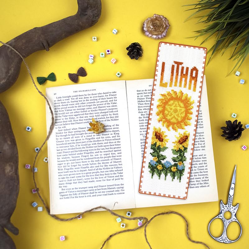 Povitrulya Cross Stitch Bookmark Kit Wheel of the Year: Litha – Counted DIY Embroidery Set for Adults & Beginners, Summer Solstice Pagan Wiccan Sun Fire Festival Gift - color: Litha