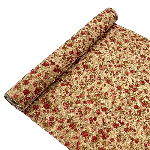 SorenCut Cork Fabric Roll 12 x 52 Inch – Plum Blossom Print Cork Leather Fabric for Earrings, Bow Making, Bags, Wallets & DIY Sewing Projects – Vegan Leather Alternative Craft Sheet - color: Plum Blossom