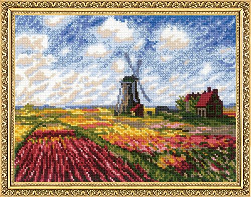 RIOLIS 1643 Tulip Fields After C. Monet's Painting Counted Cross Stitch Kit