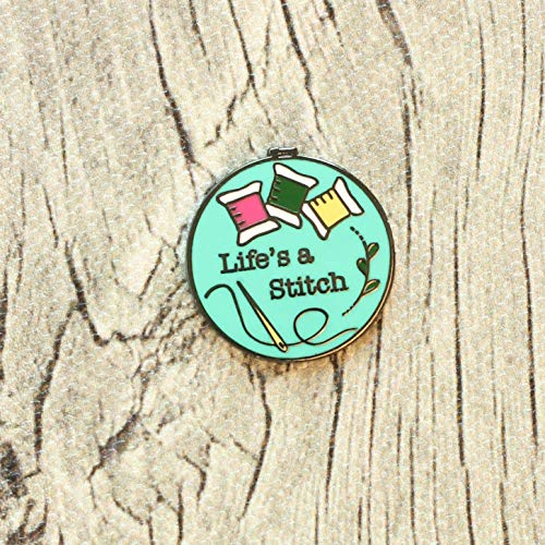 Life's a Stitch Embroidery Hoop Enamel Needle Minder