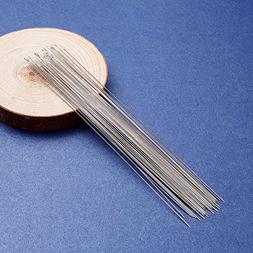 Craftdady Steel 50Pcs Steel Beading Needles 5.9 Inch Long Straight Thin Beading Embroidery Needles for Sewing Easy Threading Jewelry Making - size: 0.8mm thick, 150mm long