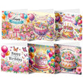 ACSAUMMY DIY Happy Birthday Diamond Art Painting Cards, 6 Pack Cake Gem Art Greeting Cards with Envelopes, 5D Diamond Dots Kits Birthday Cards Making Kits for Adults Family Friends Birthday Gifts - color: Cake-6pcs