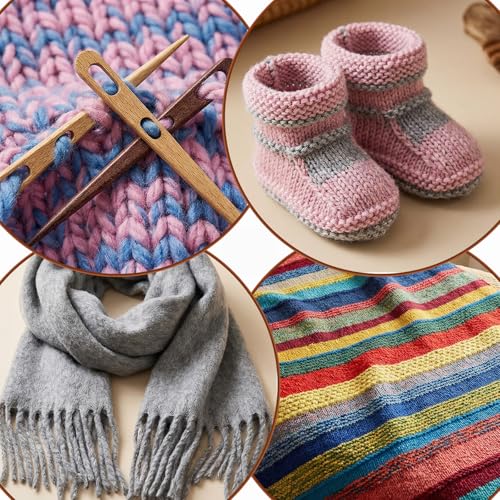 WJIAAA 4Pcs Nalbinding Needle, Large Two-Eyed Weaving Needles for Knitting Crochet, Multipurpose Beech Wood Tapestry Needle
