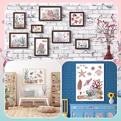 BBTO 12 Sheets Rub on Transfers for Crafts Wood Furniture DIY, 5.5" x 5.7" - style: Ocean