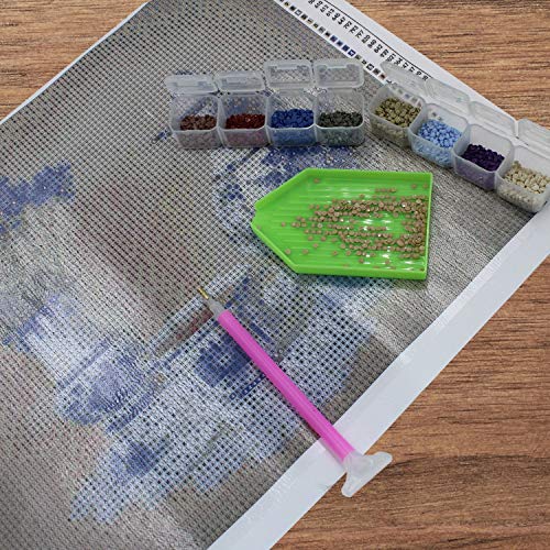 Eiito Diamond Painting Storage Containers, 2pcs 28 Grids Clear Diamond Painting Accessories and Tools Boxes Bead Organizers Diamond Art Embroidery Storage with 200PCS Label Stickers