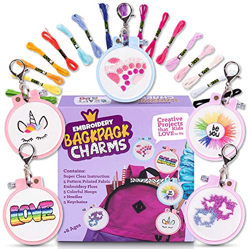 CRAFTILOO Embroidery Kit for Kids - 5 Stamped Beginner Needlepoint Projects - color: 5 Embroidery kit
