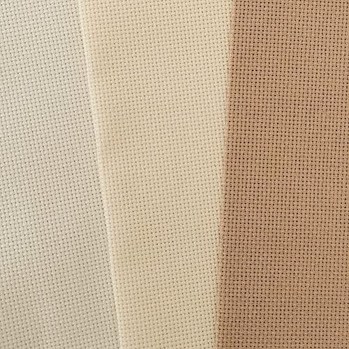 KCS 3 pc of 12" x 18" 18CT Counted Cotton Aida Cloth Cross Stitch Fabric (Antique White +Cream+Khaki) - color: Antique White +Cream+khaki