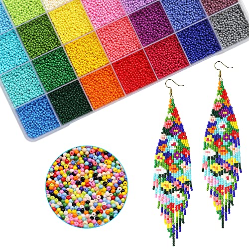 Bala&Fillic Size Almost Uniform 2mm Round 12/0 Seed Beads About 20000pcs in Box 28 Crayon Colors Seed Beads for Making Jewelry - color: 28 Colors Crayon -Size 2mm