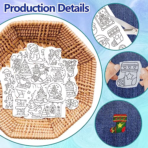 GLOBLELAND 4 Sheets Christmas Water Soluble Embroidery Pattern - color: Christmas