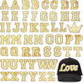 54 Pieces Iron on Sequin Letters Alphabet Patches Iron on Appliques Love Design Sew on Patches Glitter Hotfix for Bag Shoes DIY Craft Supplies(Gold) - color: Gold