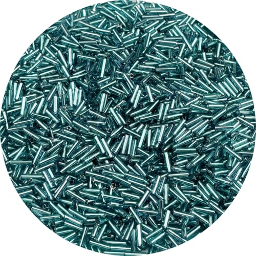 90g Glass Bugle Beads 7x2mm Embroidery Tube Glass Spacer Bulk Small Craft Long Beads for Necklaces Bracelets Earrings DIY Jewelry Making(Lake Blue) - color: Lake Blue