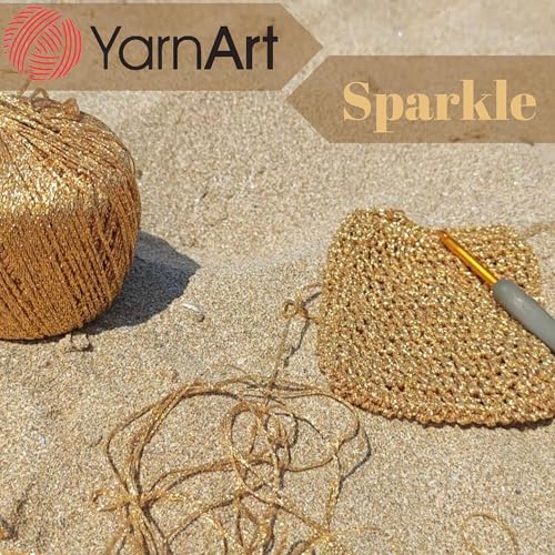 YarnArt Sparkle - Metallic Glitter Fine Lightweight Yarn for Crochet & Knitting, Amigurumi, Cardigans, Shawls, Bag Making, Soft Craft (1306) - color: 1306