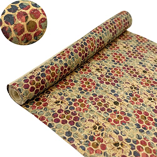 SorenCut Cork Fabric Roll 12 x 52 Inch – Colored Spots Print Cork Leather Fabric for Earrings, Bow Making, Bags, Wallets & DIY Sewing Projects – Vegan Leather Alternative Craft Sheet - color: Red Spots