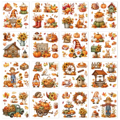 Fall Pumpkin Rub on Transfers for Crafts Furniture 5.9x5.9 Inch - color: Autumn Pumpkin