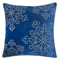 Embroidery Blue Velvet Throw Pillow Cover, Merry Christmas Series Snowflake Luxury Soft Fuzzy Cozy Warm Slik Gift Square Couch Cushion Pillow Case 20 x 20 Inch, Cover Only - color: Snowflake-blue